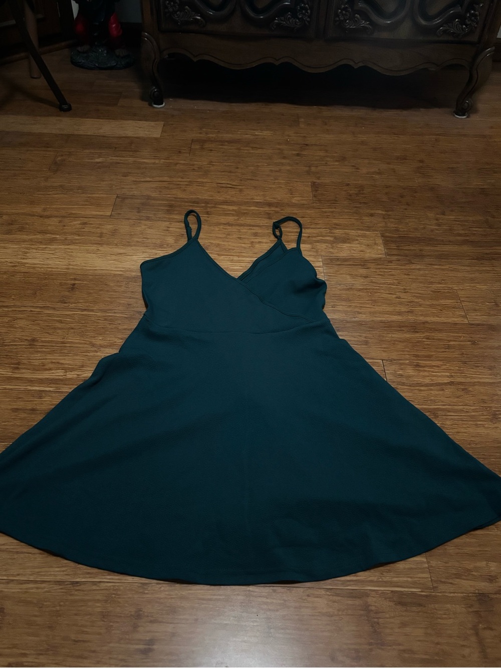H&M Teal Green Spaghetti-Strap Fit & Flare Mini Dress